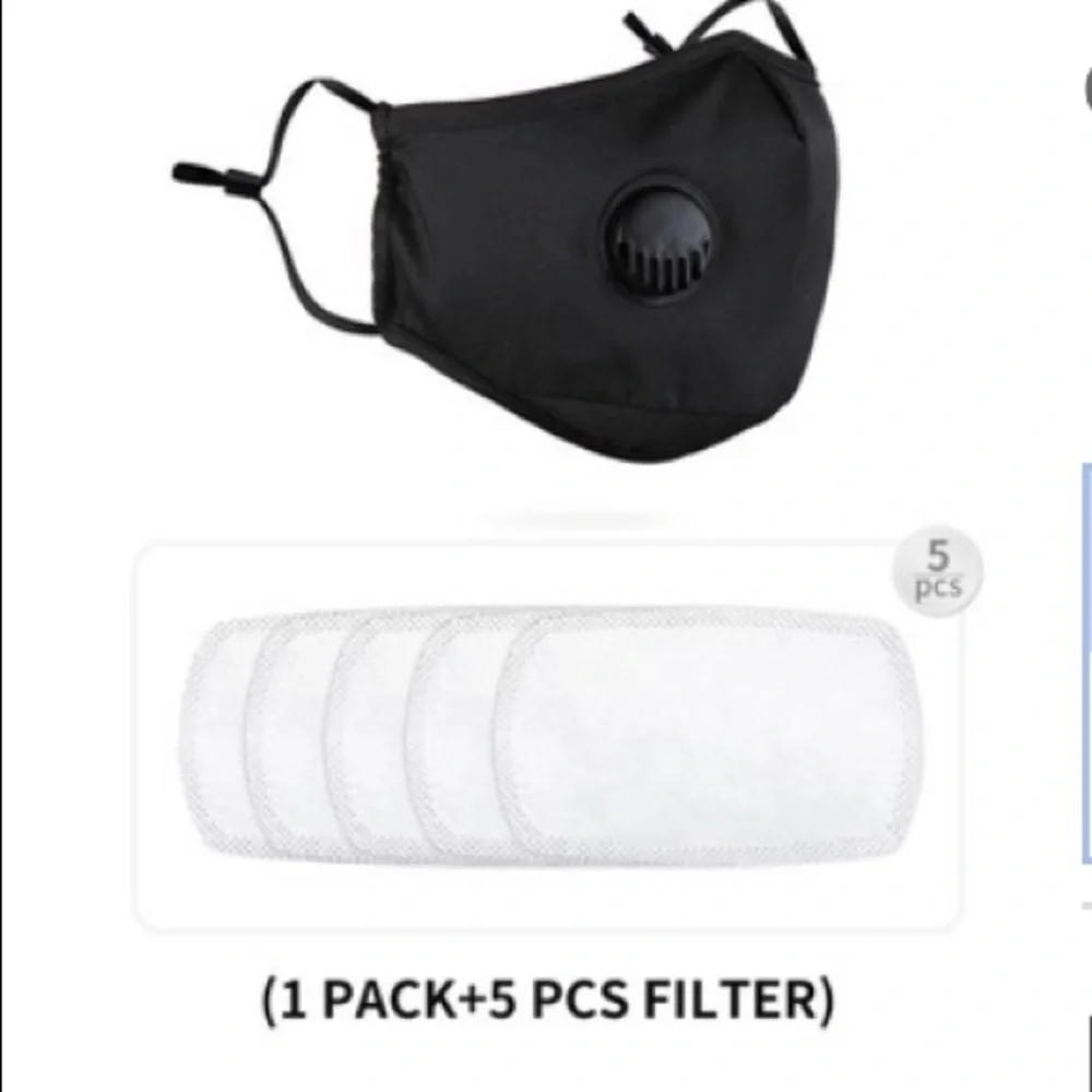 Gray Black Face Mask with 5 Filters Face Shield